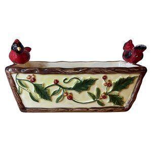 Certified International ceramic centerpiece by Susan Winget holiday cardinal